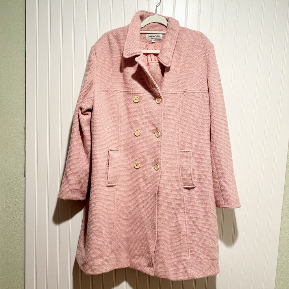 Vintage Jonathan Michael Pink Wool Pea Coat Plus Size 20